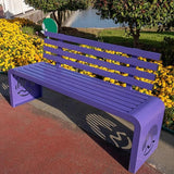 Outdoor Metal Garden Bench Galvanized Steel, Heavy-Duty Patio Benches Weatherproof with Backrest - Photo 1