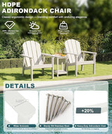 Adirondack Chair Set of 2, All Weather HDPE Fire Pit Chairs, Oversized Plastic Adirondack Chair for Outdoor, Balcony - Photo 3