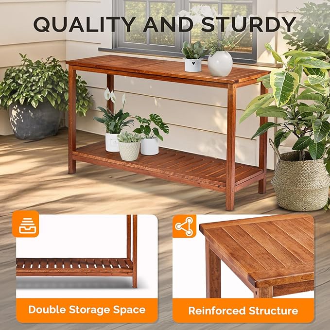 VINGLI 49in Solid Wood Outdoor Console Table - Photo 6