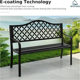 MFSTUDIO Outdoor Metal Bench Set of 2, 50" Black Outdoor Metal Garden Bench - Photo 4