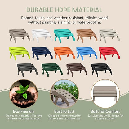 WestinTrends Dylan Outdoor Patio HDPE Adirondack Ottoman Footrest, Weathered Wood