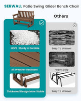 SERWALL 2 Person Patio Glider Rocking Chair, HDPE Material Weather-Resistant Swinging Bench for Outdoor Porch Garden - Photo 6