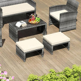 RELAX4LIFE Wicker Outdoor Ottoman Set of 2 - Rattan Footstools Foot Rest w/Removable Cushions - Photo 9