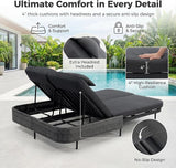 BULEXYARD 51.2" Double Chaise Lounge Outdoor, 2-Person PE Wicker Patio Daybed with Dual 5-Position Adjustable Backrest - Photo 6