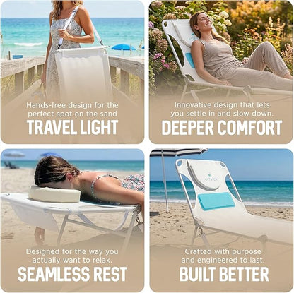 Ostrich the Ladies Comfort Lounger with Chest Support, Foldable and Portable Reclining Outdoor Patio Beach Lawn Camping Pool Tanning Chair, White