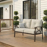 RoyalCraft Patio Loveseat, All-Weather Outdoor 2 Seats Sofa Couch, Khaki Metal Furniture with Beige Cushions - Photo 1