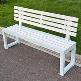 Metal Garden Bench, Outdoor Patio Park Benches, Front Porch Colorful Bench with Backrest, Slatted Chair for Poolside - Photo 1