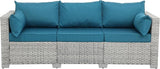 WAROOM Outdoor Couch 3 Seater Wicker Patio Sofa Grey Rattan Balcony Furniture Deep Seat Porch Seating - Photo 7