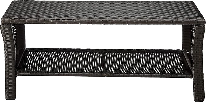 Christopher Knight Home Justin Outdoor Wicker Coffee Table, Brown, Black - Photo 4