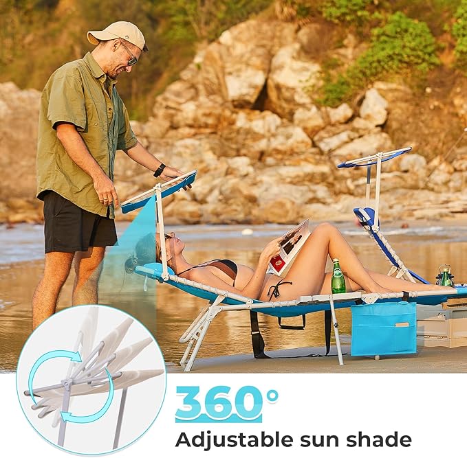 #WEJOY 4 in 1 Tanning Chair with Face Hole & Canopy & Side Table - Photo 4