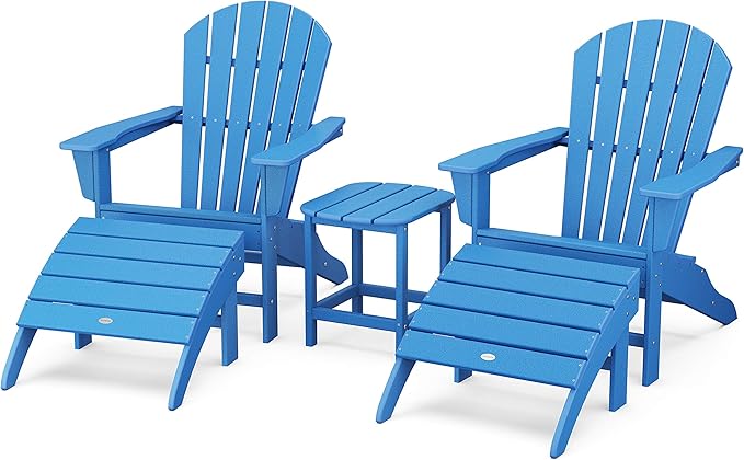 POLYWOOD South Beach 5-Piece Adirondack Chair Set with Side Table & Ottomans