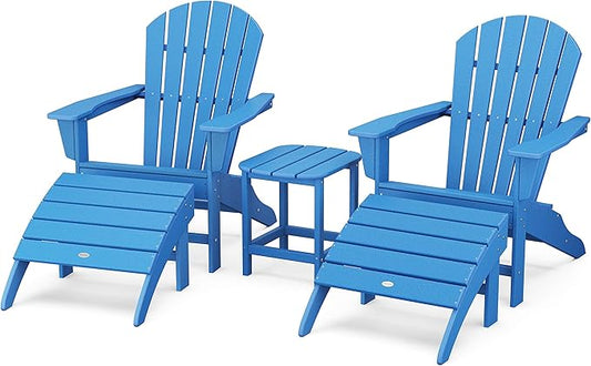 POLYWOOD South Beach 5-Piece Adirondack Chair Set with Side Table & Ottomans