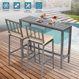 Outdoor Bar Table, Patio Console Pub Height Tables with Powder Coated Steel Frame - Photo 6