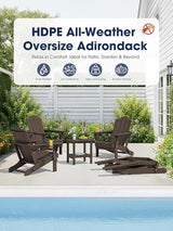 KINGYES Adjustable Folding Adirondack Chair Set of 2, 3-Position Reclining Adirondack Chairs with Cup Holder - Photo 8