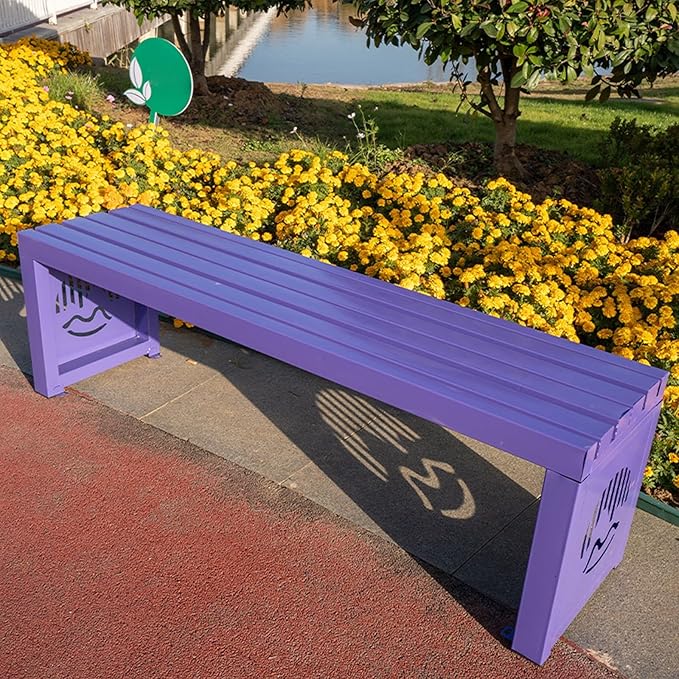 Outdoor Metal Garden Bench, 1102 lbs Capacity Patio Seating, Stylish Purple Park Bench for Lawns, Yards, Porches, and Entrances, 100cm/39in Durable Design