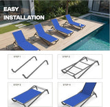Kingdura Chaise Lounge Chairs Set for Pool, Aluminum Outdoor Lounge Chairs with 5 Positions Recliner - Photo 6