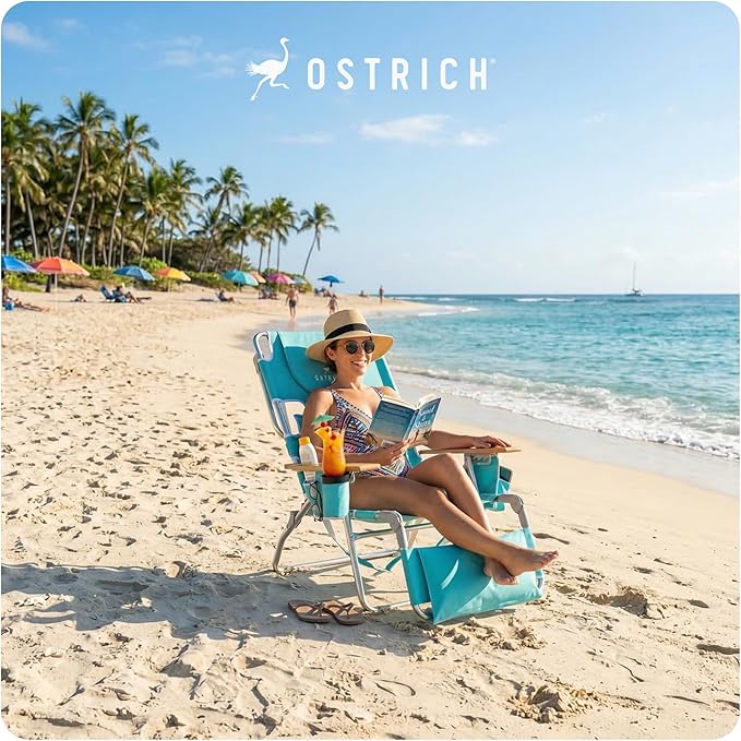 Ostrich the Deluxe 3N1 Lightweight Lawn Beach Reclining Lounge Chair with Footrest, Outdoor Furniture for Patio, Balcony - Photo 2