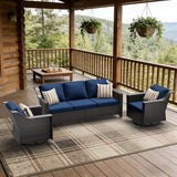3 Pieces Patio Conversation Furniture Set - 1 Sofa, 2 Swivel Chairs - Photo 5