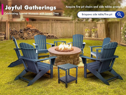 BRIOPAWS Adirondack-Chairs-Set of 6 | Fire Pit Chair | Oversized | HDPE Plastic | Weather Resistant | for Deck Outdoor Poolside Campfire | Blue
