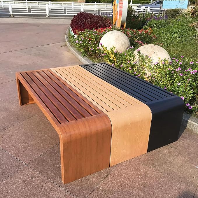 Outdoor Benches Weatherproof, Metal Garden Benches, Outdoor Garden Bench, Bottom Steel Pipe Reinforcement, Versatile Use(Beige,100cm)