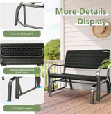 Tangkula Outdoor Glider Bench, Porch Glider Loveseat Swing Bench with w/Steel Frame, 2-Seat Rocking Chair for Porch - Photo 7