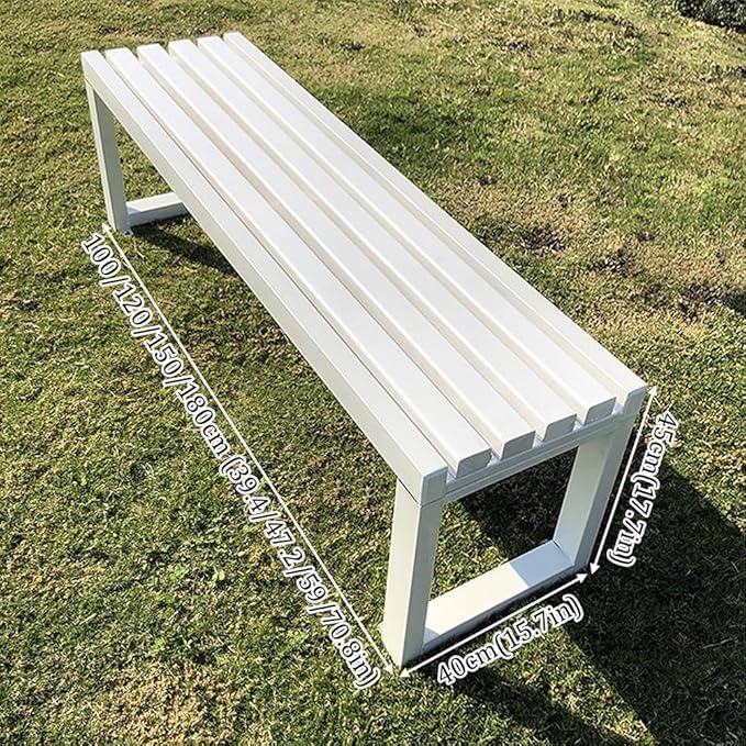 Metal Bench for Outdoor, Garden Seat 2-Person Patio Bench Weatherproof Backyard Seat Backless Entryway Chair Easy Installation 3.3ft 3.9ft 4.9ft 5.9ft(Black,5.9ft)