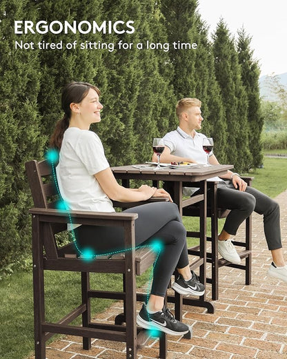 SERWALL Tall Adirondack Chairs Set of 2, Balcony Adirondack Chairs Set, Outdoor Bar Height Barstools Chair Set for Bistro, Poolside, Garden, Coffee
