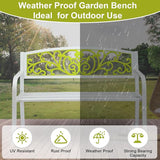 VINGLI Outdoor Bench for Patio Metal Garden Bench w/PVC Back Pattern - Photo 5
