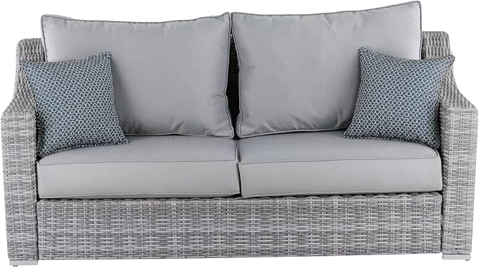 Elle Decor Vallauris Patio Outdoor Furniture Collection, Premium All Weather Wicker, Sofa, Gray - Photo 5