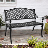 Outdoor Patio Garden Bench All-Weather Cast Aluminum Loveseats Park Yard Furniture Porch Chair for Patio Park Path Yard - Photo 1