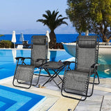 Giantex 3 PCS Zero Gravity Chair Patio Chaise Lounge Chairs Outdoor Yard Pool Recliner Folding Lounge Table Chair Set - Photo 7