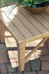 Signature Design by Ashley Outdoor Eucalyptus Carter Hall Patio Coffee Table, Beige - Photo 8