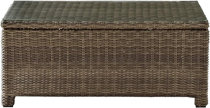 Crosley Furniture Bradenton All Weather Rattan Wicker Outdoor Coffee Table for Patio, Deck, Porch, Brown