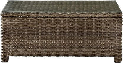 Crosley Furniture Bradenton All Weather Rattan Wicker Outdoor Coffee Table for Patio, Deck, Porch, Brown