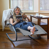Outdoor Lounge Chair with Pillow, Chaise Lounge Chair for Patio, Lawn, Pool, Grayish Blue - Photo 2