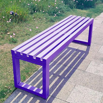 Outdoor Park Bench, Garden Patio Metal Bench 31in-79in, Weatherproof, Load Capacity 880lbs, for Park Yard Front Porch Path Yard Lawn Decor Deck Furniture(Purple,180cm/71in)