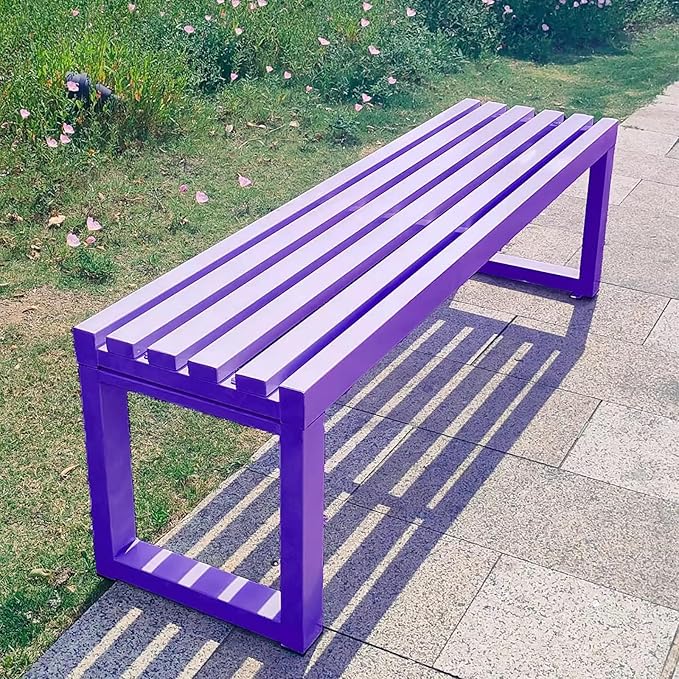 Outdoor Park Bench, Garden Patio Metal Bench 31in-79in, Weatherproof, Load Capacity 880lbs, for Park Yard Front Porch Path Yard Lawn Decor Deck Furniture(Purple,200cm/79in)