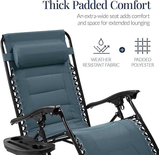 Best Choice Products Oversized Padded Zero Gravity Chair, Folding Outdoor Patio Recliner - Photo 4