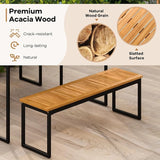 Tangkula Patio Dining Bench, 2-3-person Backless Bench with Slatted Seat & Metal Legs, Indoor Outdoor Bench for Entryway - Photo 6
