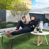 Folding Lounge Chair Outdoor with Insulated Cooler Bag Portable for Outside Patio Chaise Lounge Chair 5-Position with - Photo 2