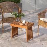 Tangkula Patio Foldable Side Table, Outdoor Folding Acacia Wood Coffee Table w/Slatted Tabletop - Photo 8