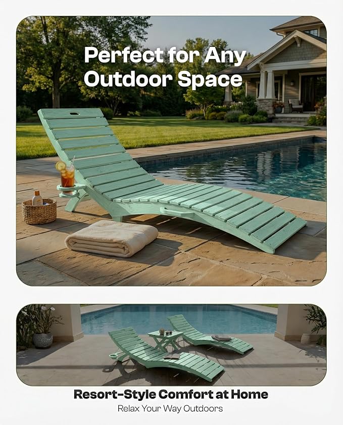 Pre-Assembled Folding in-Pool Lounge Chair, HDPE Outdoor Chaise Lounge with Cup Holder, Pool Lounge Chair for Poolside - Photo 5