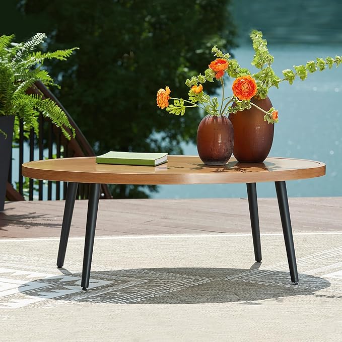 Signature Design by Ashley Horizon Hall Casual Outdoor Coffee Table with 4 Legs, Light Brown & Black - Photo 2