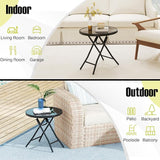 Tangkula Round Folding Side Table, 18 Inch Patio Coffee Table with Tempered Glass Tabletop and Metal Frame - Photo 9
