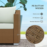 Outsunny 3 Seater Patio Sofa, Wicker Sofa with Cushions, Outdoor Furniture Rattan Couch with 2 Throw Pillows - Photo 4