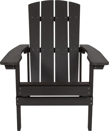 Flash Furniture Charlestown Commercial Grade Indoor/Outdoor Adirondack Chair, Weather Resistant Durable Poly Resin Deck and Patio Seating, Slate Gray
