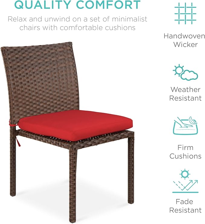 Best Choice Products Set of 4 Stackable Outdoor Patio Wicker Chairs w/Cushions, UV-Resistant Finish - Photo 4