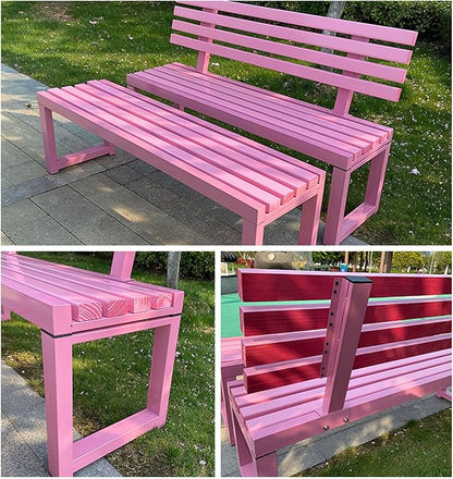Outdoor Bench for Patio Metal Garden Bench with Armrests Weatherproof Durable Powder Coated Steel Frame Garden or Walking Path Seat for Porch Yard Lawn Deck Lawn Poolsides Park (Color : White, Size