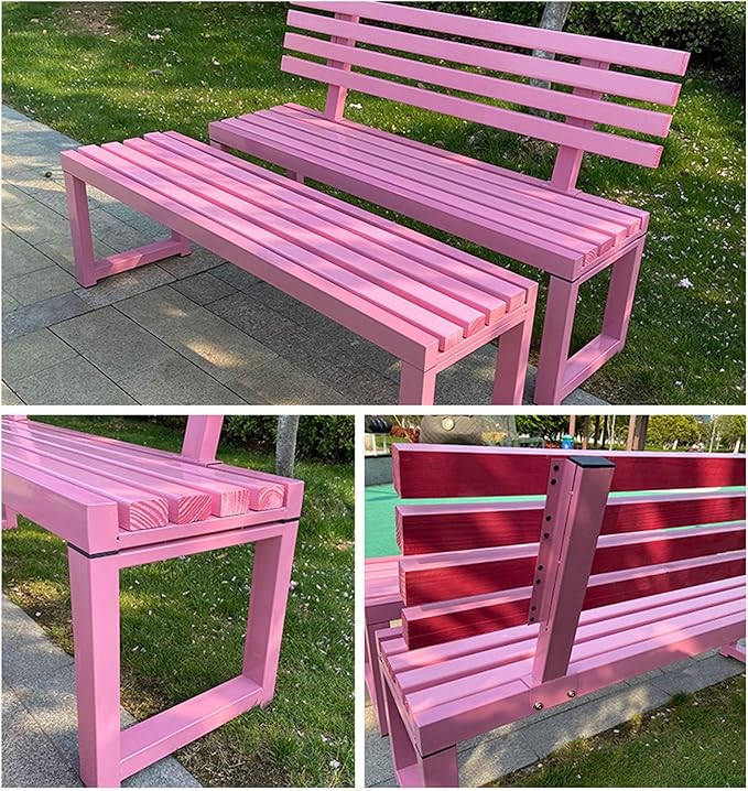 Outdoor Bench for Patio Metal Garden Bench with Armrests Weatherproof Durable Powder Coated Steel Frame Garden or Walking Path Seat for Porch Yard Lawn Deck Lawn Poolsides Park (Color : White, Size