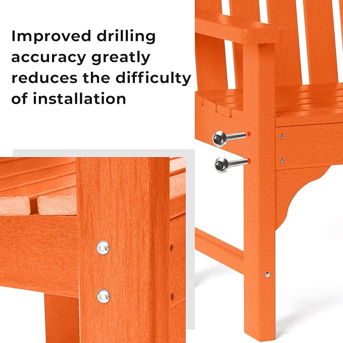 Costaelm Outdoor Dining Arm Chair, Patio HDPE Garden Dining Table Chair, Poly Lumber Waterproof Restaurant Bistro Farmhouse Chairs for Outside Porch Backyard, Orange
